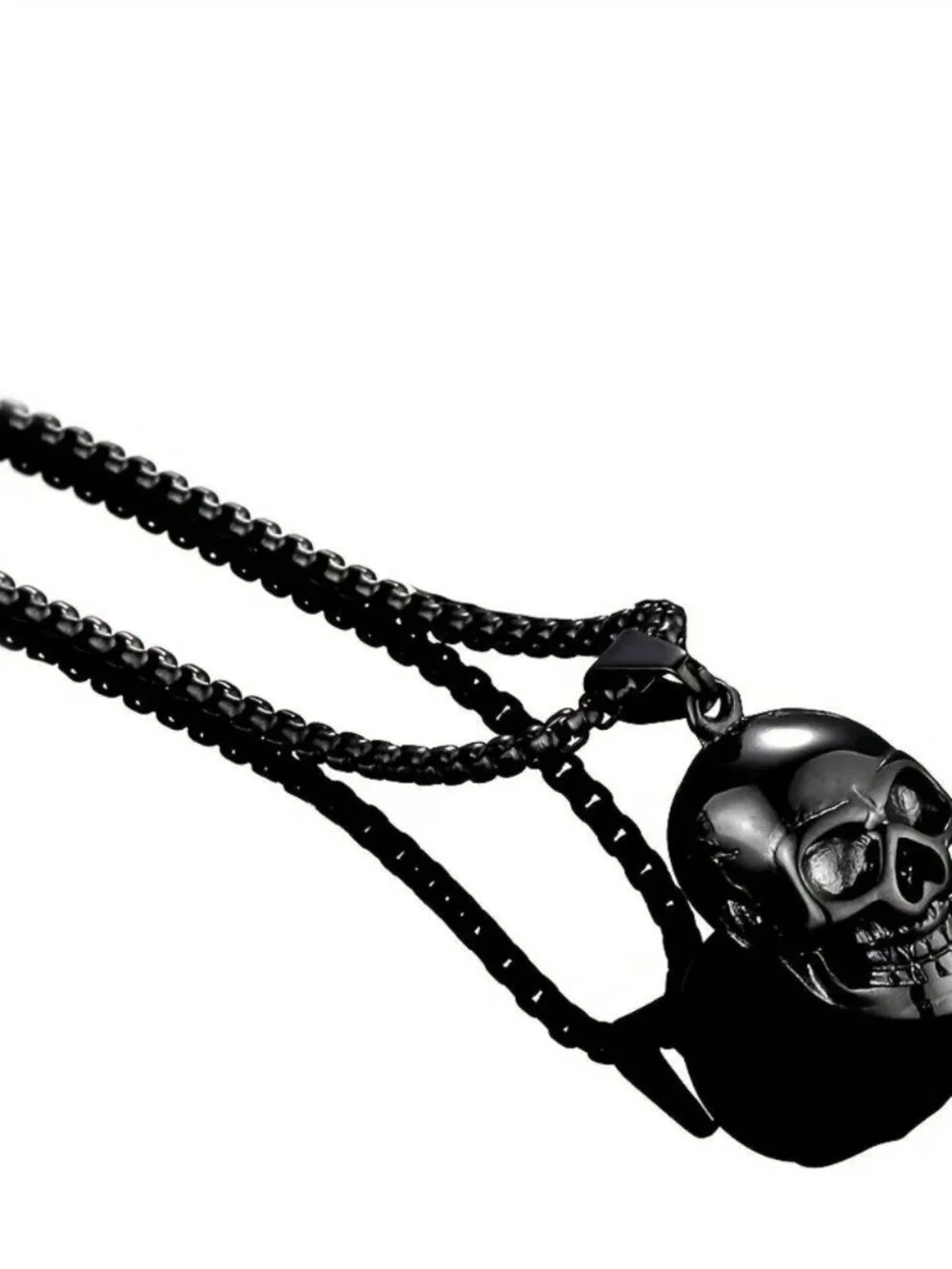 Mens black skull jewelry 3pcs set ring bracelet necklace